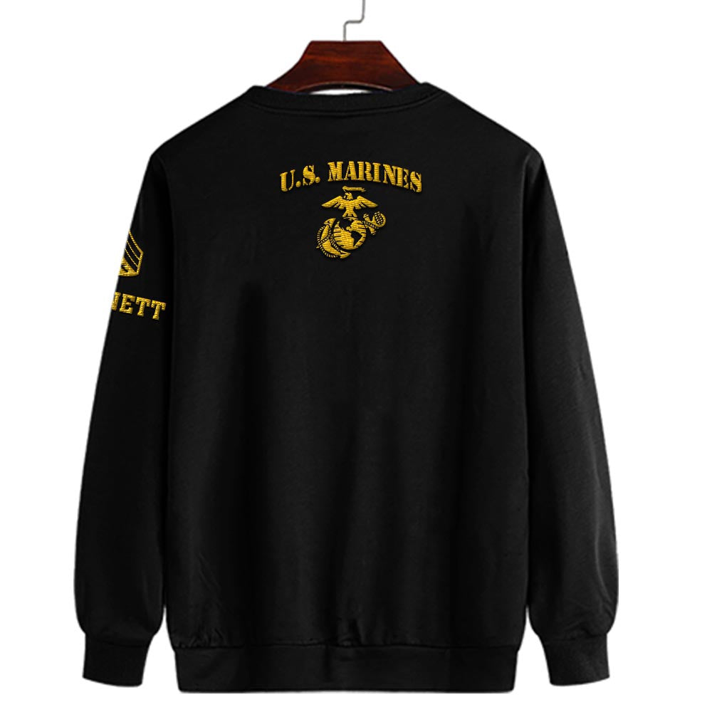 Embroidered Sweatshirt, Customized USMC Insignias Embroidered Sweatshirt, Gift For Dad