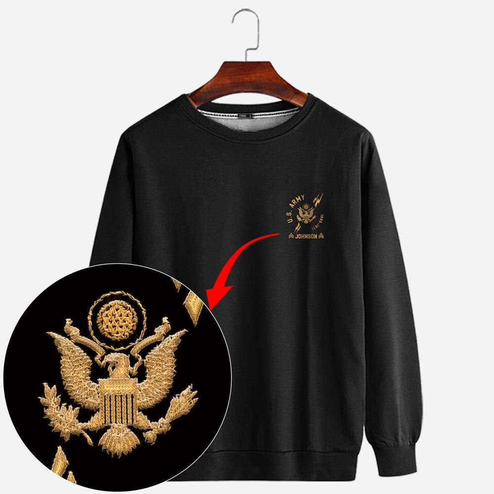 Embroidered Sweatshirt, Customized US Army Embroidered Sweatshirt, Gift For Dad