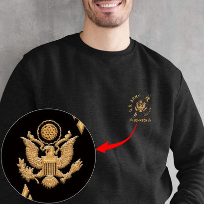 Embroidered Sweatshirt, Customized US Army Embroidered Sweatshirt, Gift For Dad
