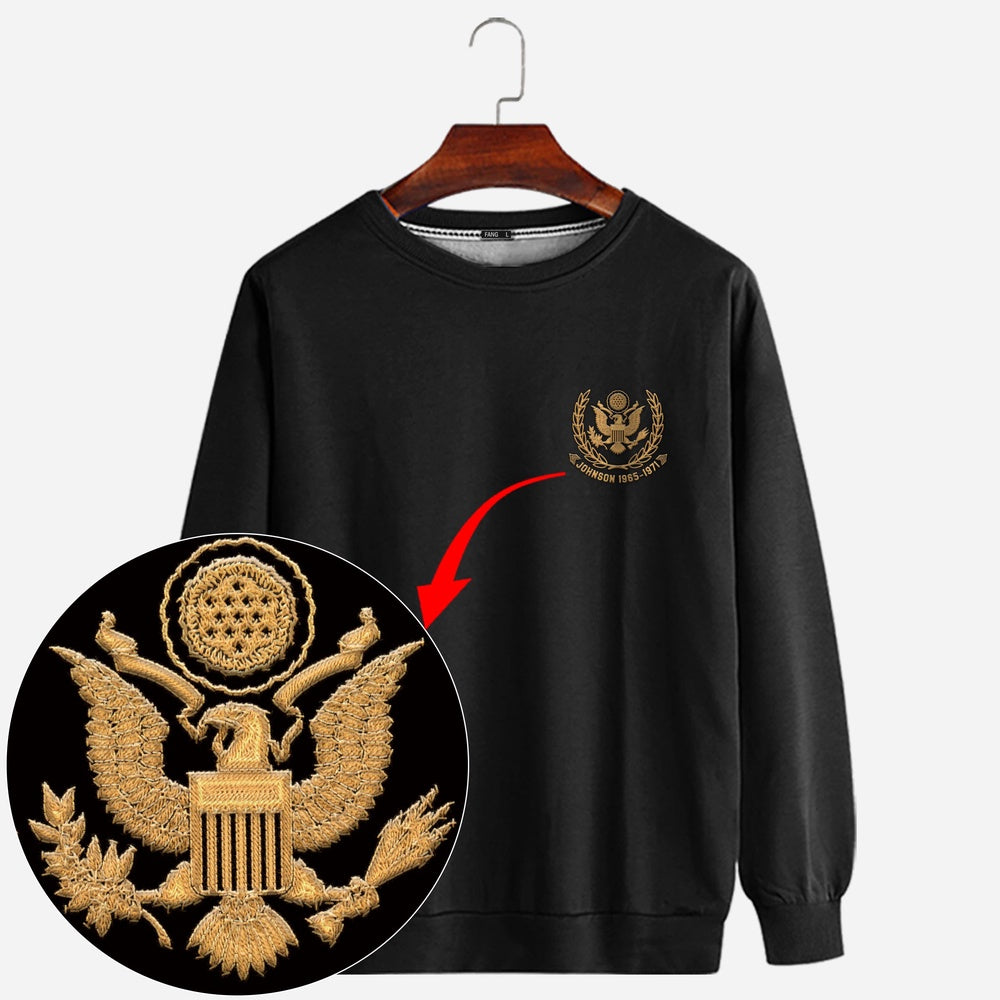 Embroidered Sweatshirt, Customized US Army Veteran Embroidered Sweatshirt, Gift For Dad