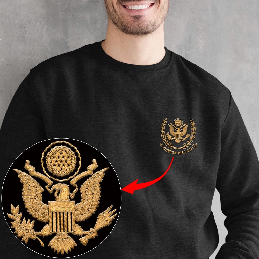 Embroidered Sweatshirt, Customized US Army Veteran Embroidered Sweatshirt, Gift For Dad