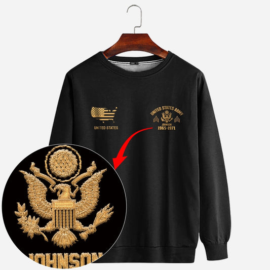Embroidered Sweatshirt, Customized US Flag Veteran Embroidered Sweatshirt, Gift For Dad