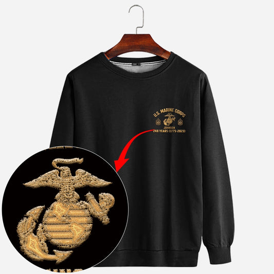 Embroidered Sweatshirt, Customized US Marines 248 Years Embroidered Sweatshirt, Gift For Dad