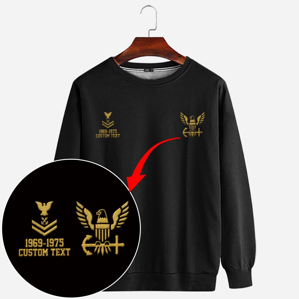 Embroidered Sweatshirt, Customized US Military Limited Edition 01 Embroidered Sweatshirt, Gift For Dad