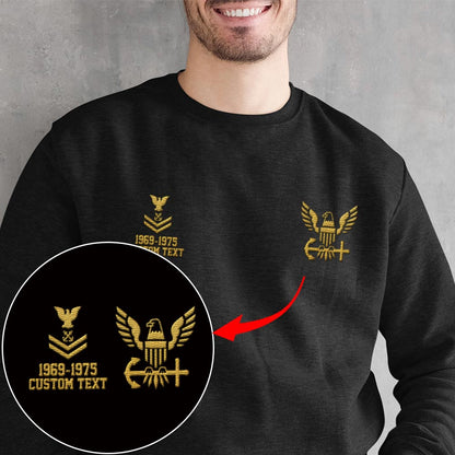 Embroidered Sweatshirt, Customized US Military Limited Edition 01 Embroidered Sweatshirt, Gift For Dad