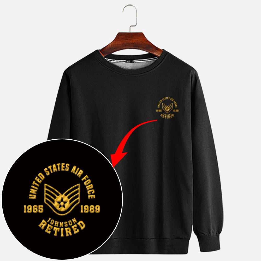 Embroidered Sweatshirt, Customized US Retired Limited Edition 01 Embroidered Sweatshirt, Gift For Dad