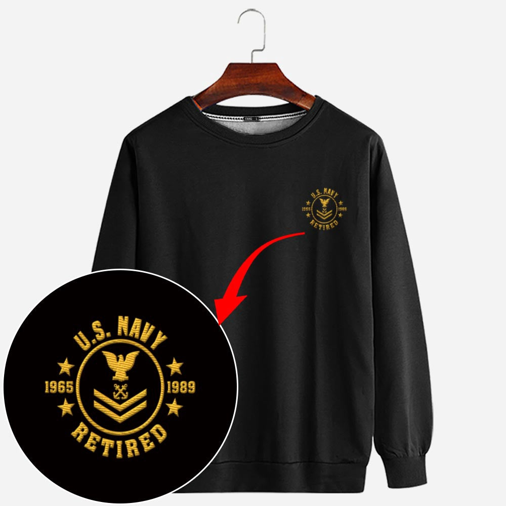 Embroidered Sweatshirt, Customized US Retired Limited Edition Embroidered Sweatshirt, Gift For Dad