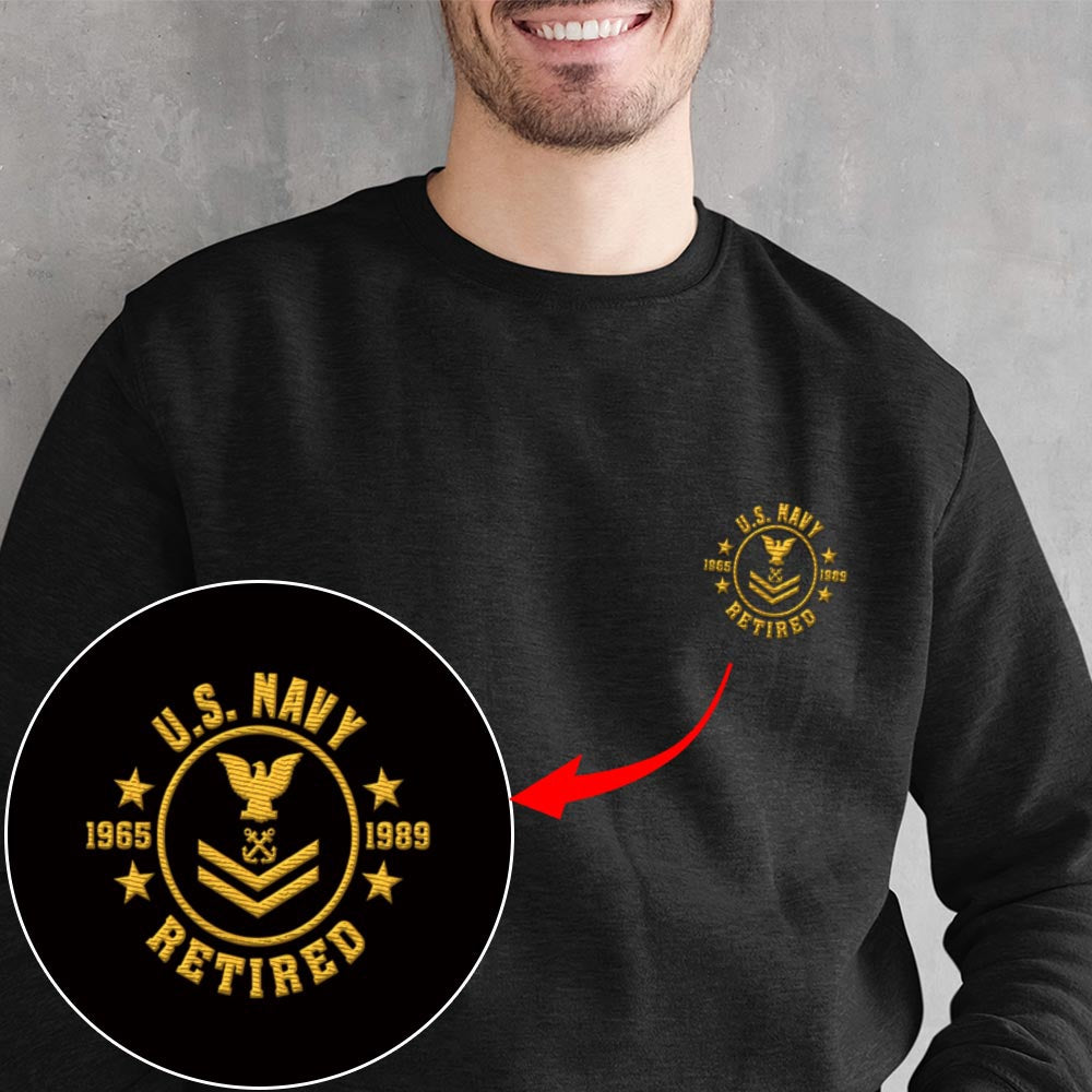 Embroidered Sweatshirt, Customized US Retired Limited Edition Embroidered Sweatshirt, Gift For Dad