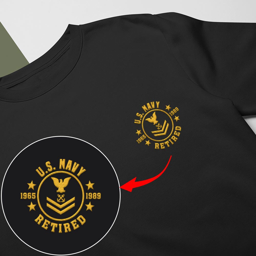 Embroidered Sweatshirt, Customized US Retired Limited Edition Embroidered Sweatshirt, Gift For Dad