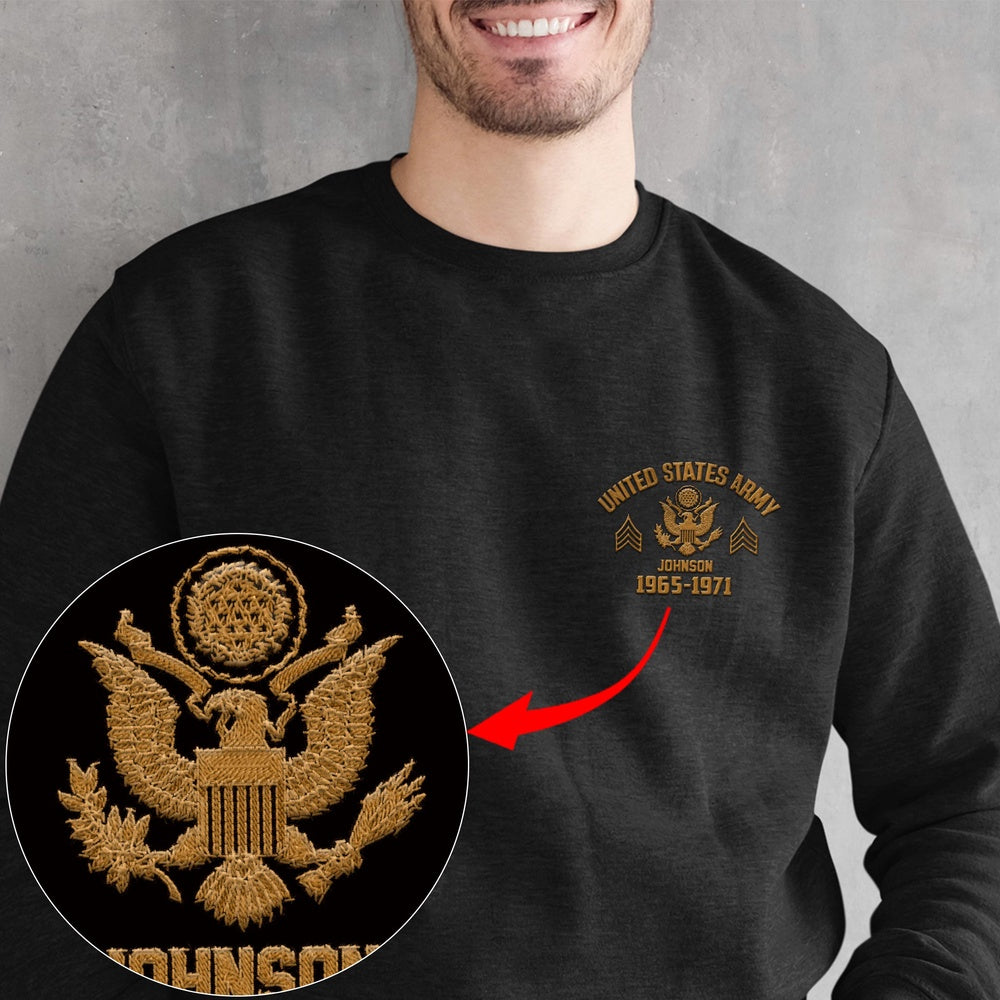 Embroidered Sweatshirt, Customized US Veteran 01 Embroidered Sweatshirt, Gift For Dad