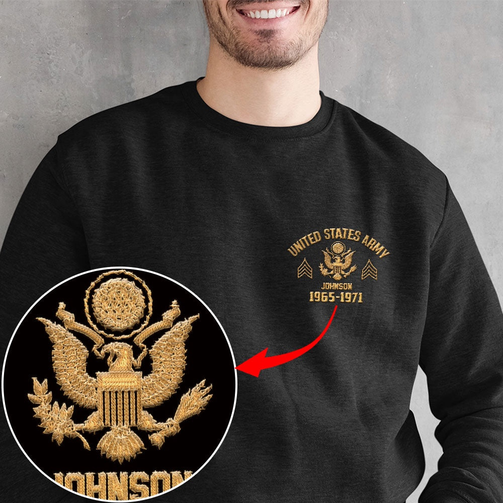 Embroidered Sweatshirt, Customized US Veteran 05 Embroidered Sweatshirt, Gift For Dad