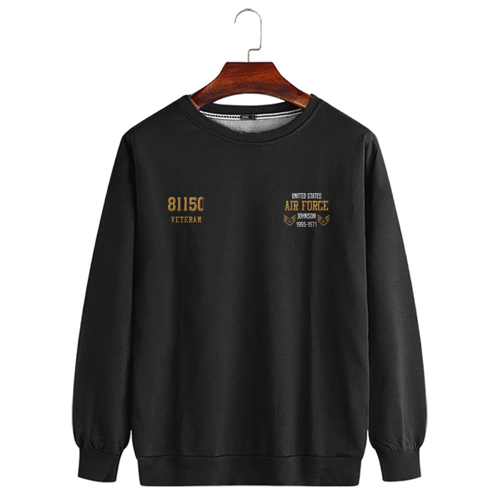 Embroidered Sweatshirt, Customized US Veteran AFSCS Proudly Served Embroidered Sweatshirt, Gift For Dad