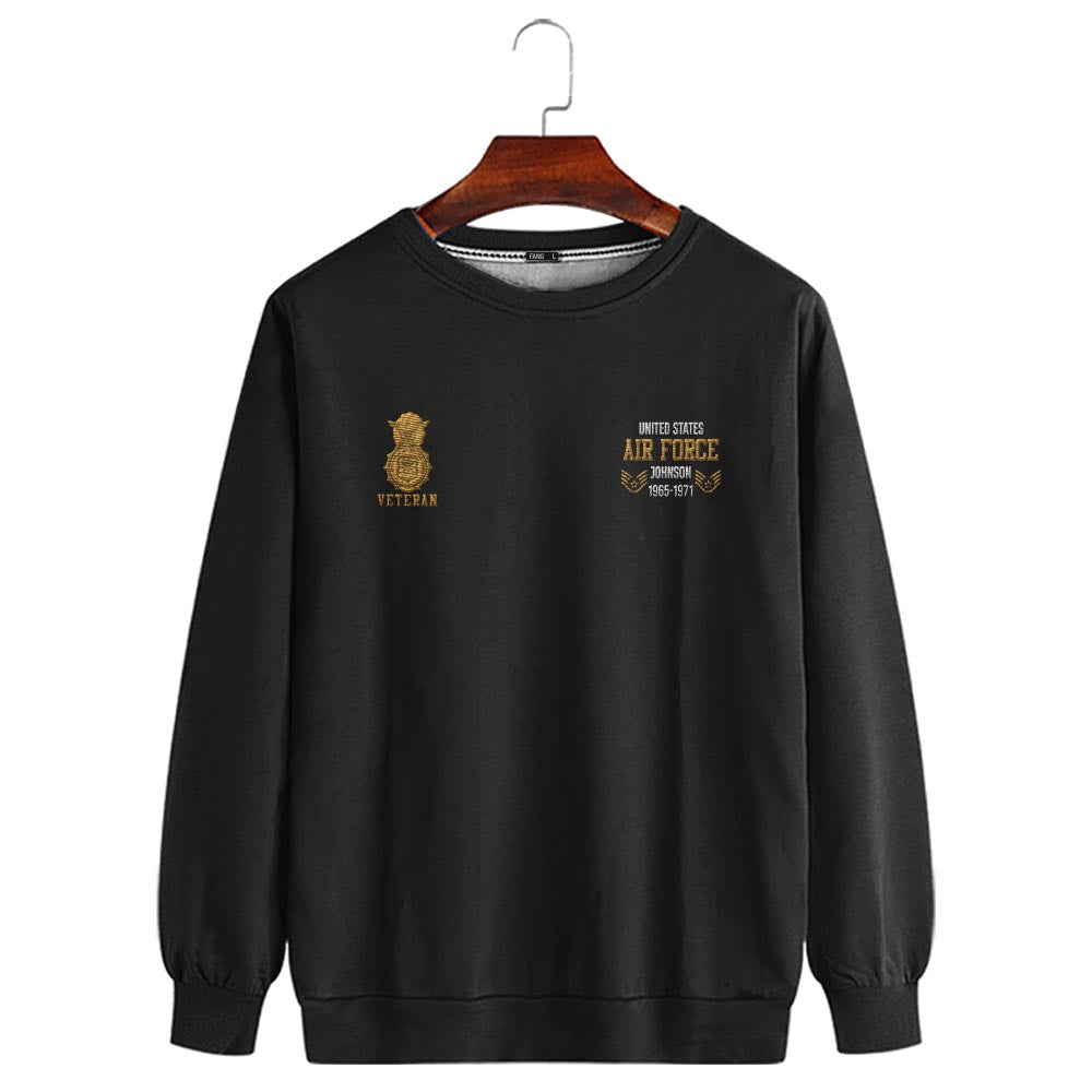 Embroidered Sweatshirt, Customized US Veteran Air Force Badges Proudly Served Embroidered Sweatshirt, Gift For Dad