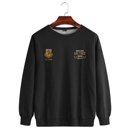 Embroidered Sweatshirt, Customized US Veteran Air Force Command Proudly Served Embroidered Sweatshirt, Gift For Dad
