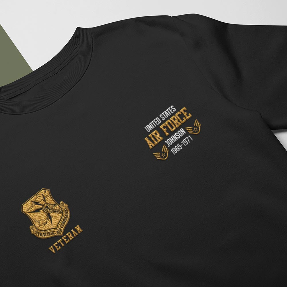 Embroidered Sweatshirt, Customized US Veteran Air Force Command Proudly Served Embroidered Sweatshirt, Gift For Dad