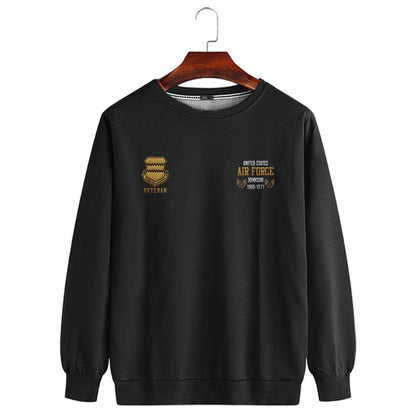 Embroidered Sweatshirt, Customized US Veteran Air Force Wings Proudly Served Embroidered Sweatshirt, Gift For Dad