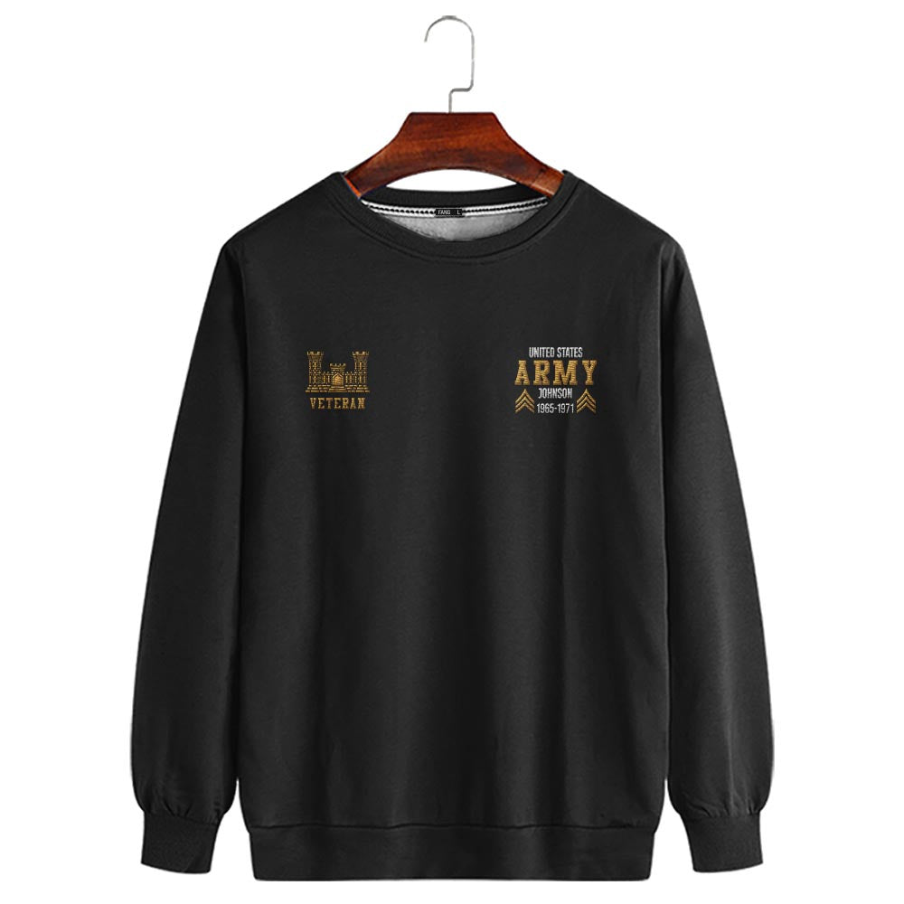Embroidered Sweatshirt, Customized US Veteran Army Branches Proudly Served Embroidered Sweatshirt, Gift For Dad