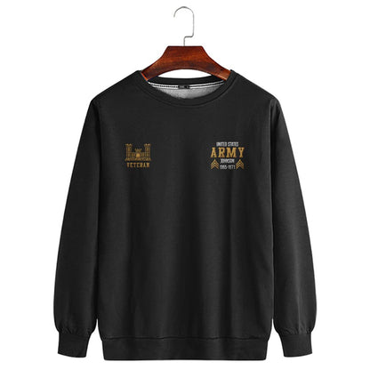 Embroidered Sweatshirt, Customized US Veteran Army Branches Proudly Served Embroidered Sweatshirt, Gift For Dad