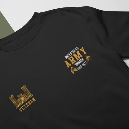 Embroidered Sweatshirt, Customized US Veteran Army Branches Proudly Served Embroidered Sweatshirt, Gift For Dad