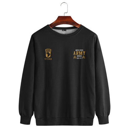 Embroidered Sweatshirt, Customized US Veteran Army Division Proudly Served Embroidered Sweatshirt, Gift For Dad