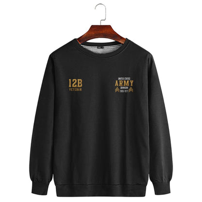 Embroidered Sweatshirt, Customized US Veteran Army Mos Proudly Served Embroidered Sweatshirt, Gift For Dad