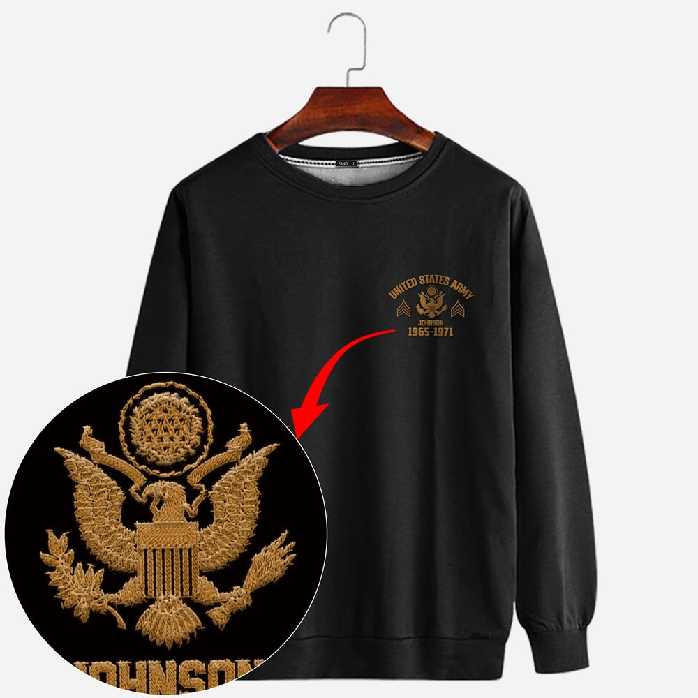 Embroidered Sweatshirt, Customized US Veteran Embroidered Sweatshirt, Gift For Dad
