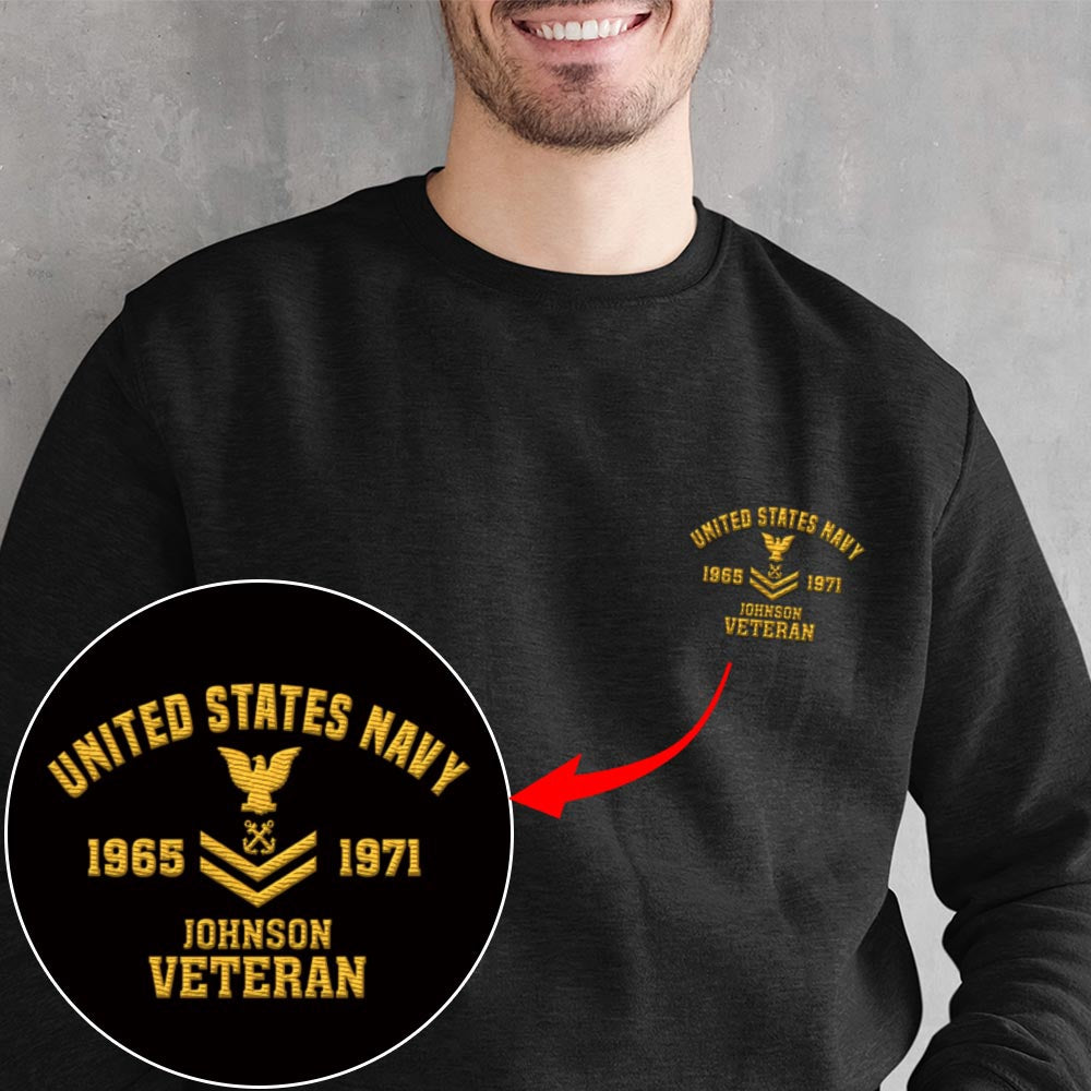 Embroidered Sweatshirt, Customized US Veteran Limited Edition 02 Embroidered Sweatshirt, Gift For Dad