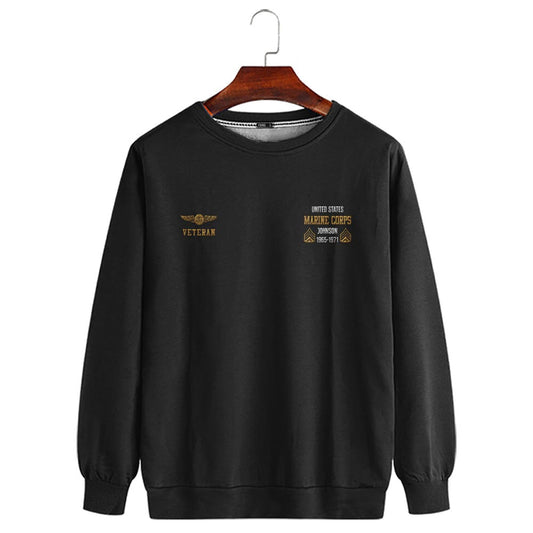Embroidered Sweatshirt, Customized US Veteran Marines Badges Proudly Served 03 Embroidered Sweatshirt, Gift For Dad