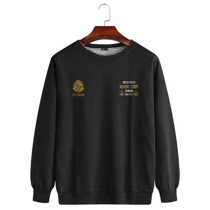 Embroidered Sweatshirt, Customized US Veteran Marines Battalion Proudly Served 04 Embroidered Sweatshirt, Gift For Dad