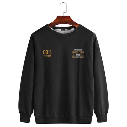 Embroidered Sweatshirt, Customized US Veteran Marines Mos Proudly Served Embroidered Sweatshirt, Gift For Dad