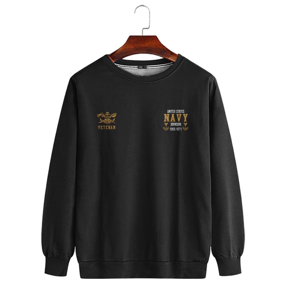 Embroidered Sweatshirt, Customized US Veteran Navy Badges Proudly Served Embroidered Sweatshirt, Gift For Dad