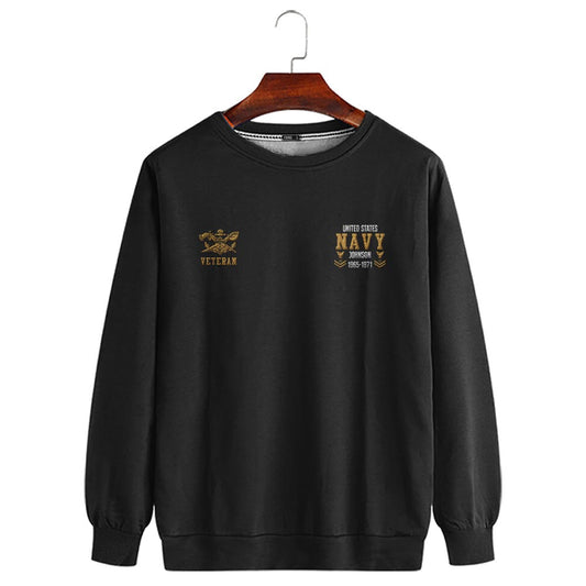 Embroidered Sweatshirt, Customized US Veteran Navy Badges Proudly Served Embroidered Sweatshirt, Gift For Dad