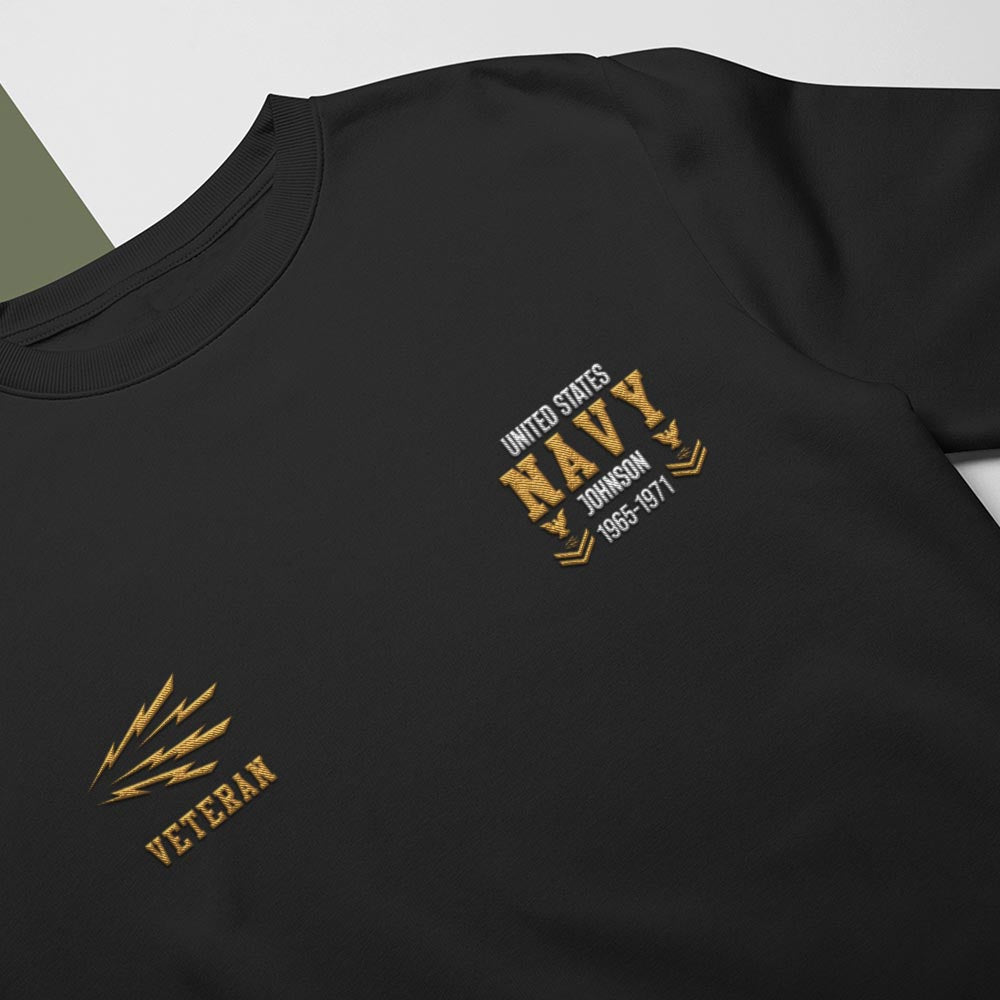 Embroidered Sweatshirt, Customized US Veteran Navy Rating Proudly Served Embroidered Sweatshirt, Gift For Dad