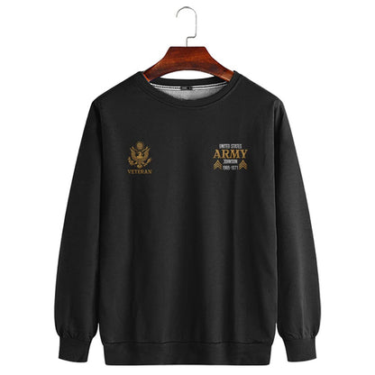 Embroidered Sweatshirt, Customized US Veteran Proudly Served 01 Embroidered Sweatshirt, Gift For Dad