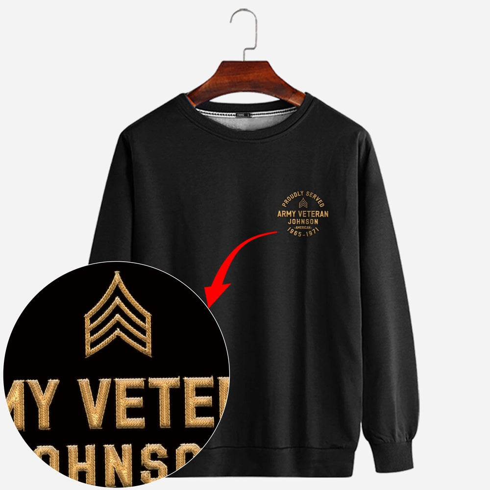 Embroidered Sweatshirt, Customized US Veteran Proudly Served 06 - Embroidered Sweatshirt, Gift For Dad