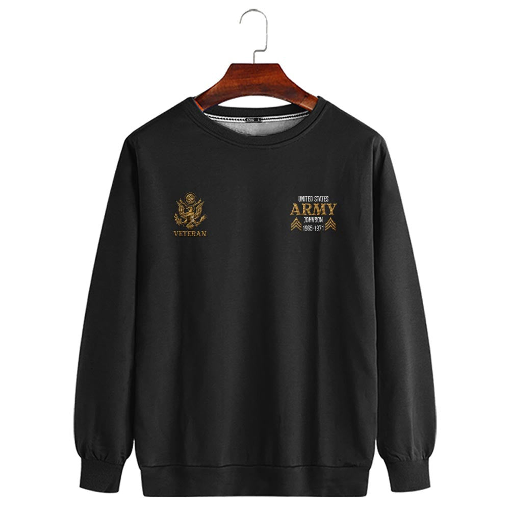 Embroidered Sweatshirt, Customized US Veteran Proudly Served Embroidered Sweatshirt, Gift For Dad