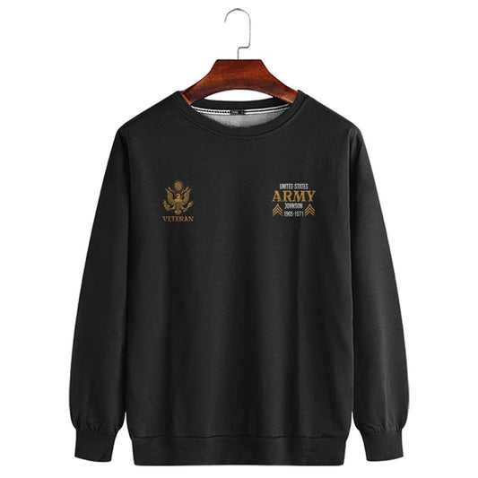 Embroidered Sweatshirt, Customized US Veteran Proudly Served Embroidered Sweatshirt, Gift For Dad