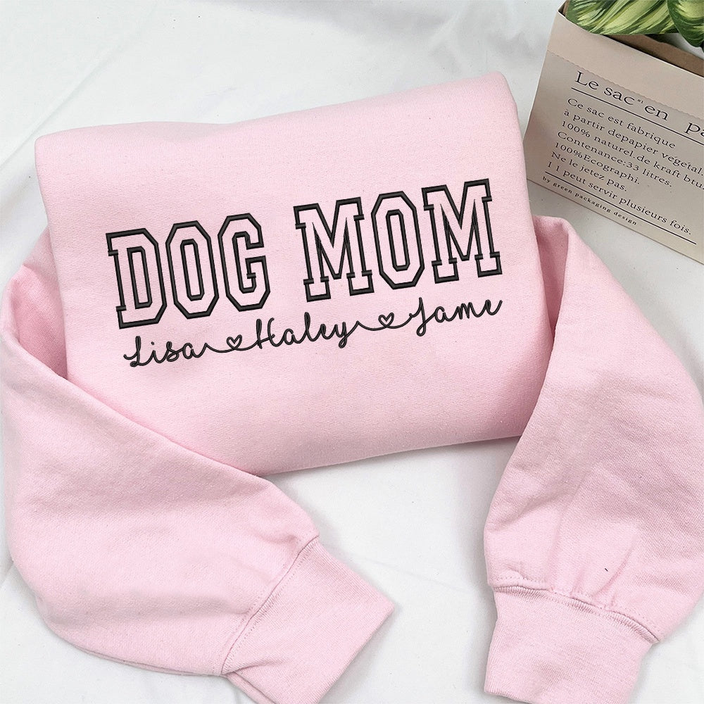 Embroidered Sweatshirt, Dog Mom Embroidered Shirt, Dog Mom Sweatshirt, Personalized Dog Mom Sweatshirt
