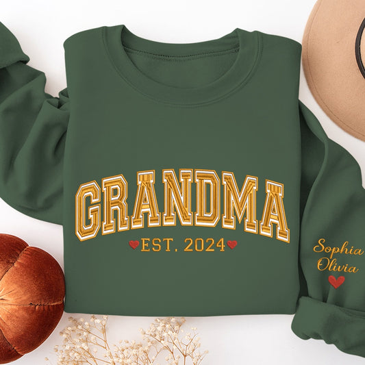 Embroidered Sweatshirt, Embroidered Autumn For Grandma