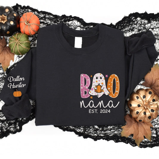 Embroidered Sweatshirt, Embroidered Cute Christmas Ghost For Give Nana And Kid, Gife Grandma