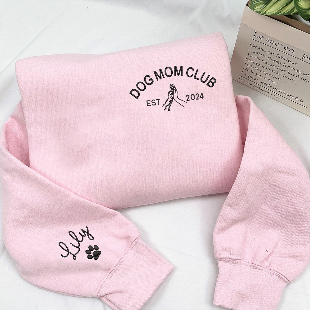 Embroidered Sweatshirt, Embroidered Dog Mom Club 2024 Sweatshirt, Dog Lover Gift, Dog Gift For Women