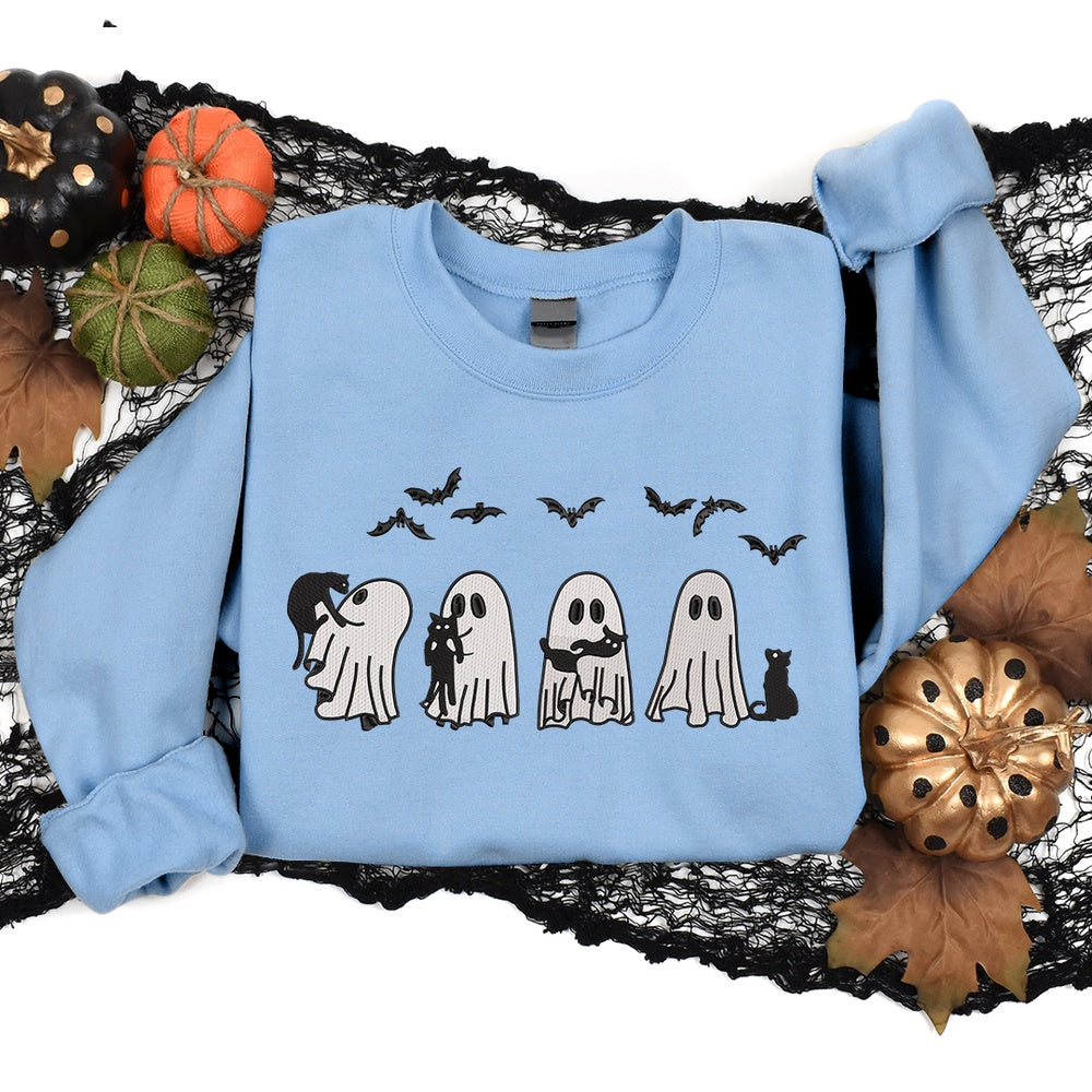 Embroidered Sweatshirt, Embroidered Halloween Unique Fall Sweatshirt Spooky Season