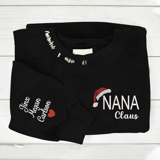 Embroidered Sweatshirt, Embroidered Nana Claus Trend 2024 Sweatshirt