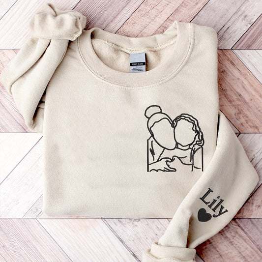 Embroidered Sweatshirt, Embroidered Photo Portrait Sweatshirt, Gift For Dad, Portrait Sweatshirt, Portrait Photo Sweatshirt