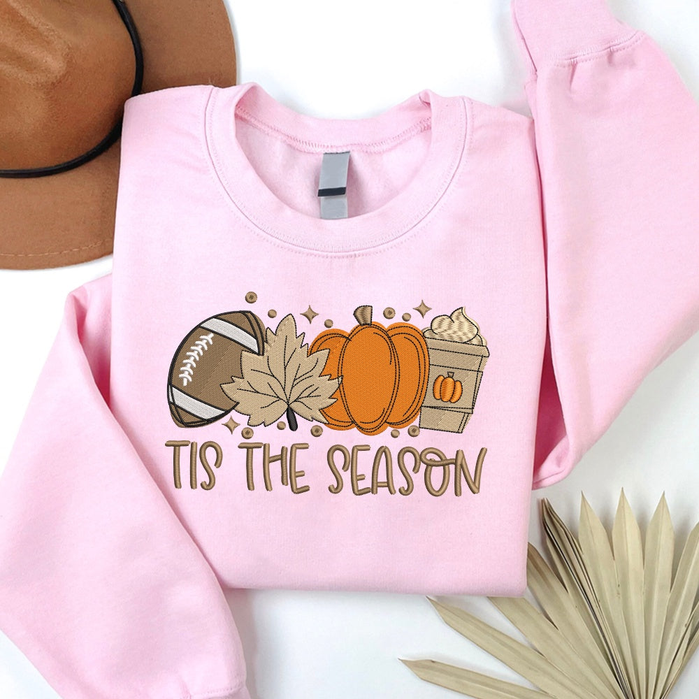 Embroidered Sweatshirt, Embroidered Pumpkin Spice Latte, Tise Season Sweatshirt