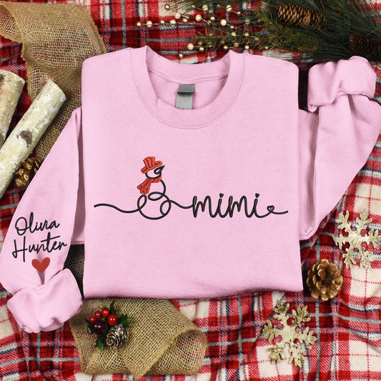 Embroidered Sweatshirt, Embroidered Snowman Sweatshirt For Grandma, Gift Mimi