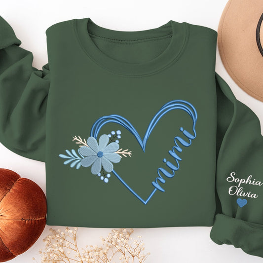 Embroidered Sweatshirt, Embroidered Sweatshirt Gift Grandma, Heart Mimi