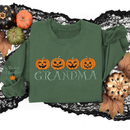 Embroidered Sweatshirt, Embroidery Cute Halloween Ghosts For Gift Grandma