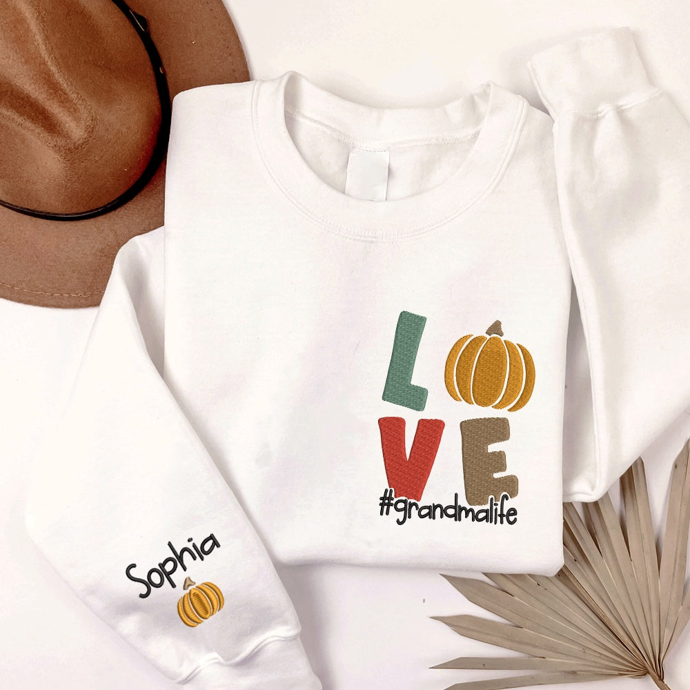 Embroidered Sweatshirt, Embroidery For Grandma, Love Grandma
