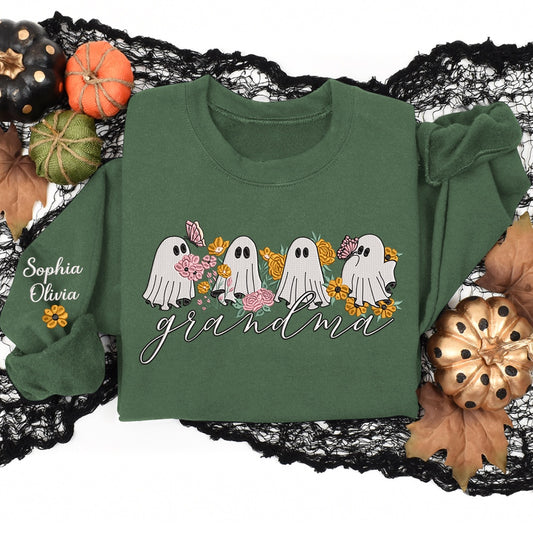 Embroidered Sweatshirt, Embroidery Halloween Boo Cute For Gift Grandma